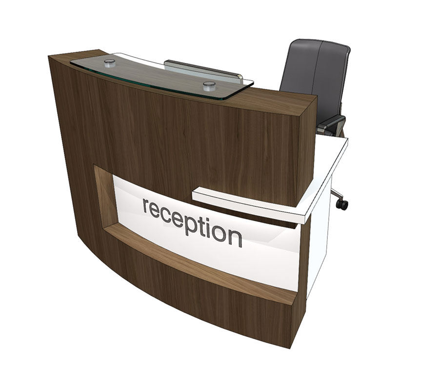 Clarke Rendall Curved Single Reception Desk Mode4